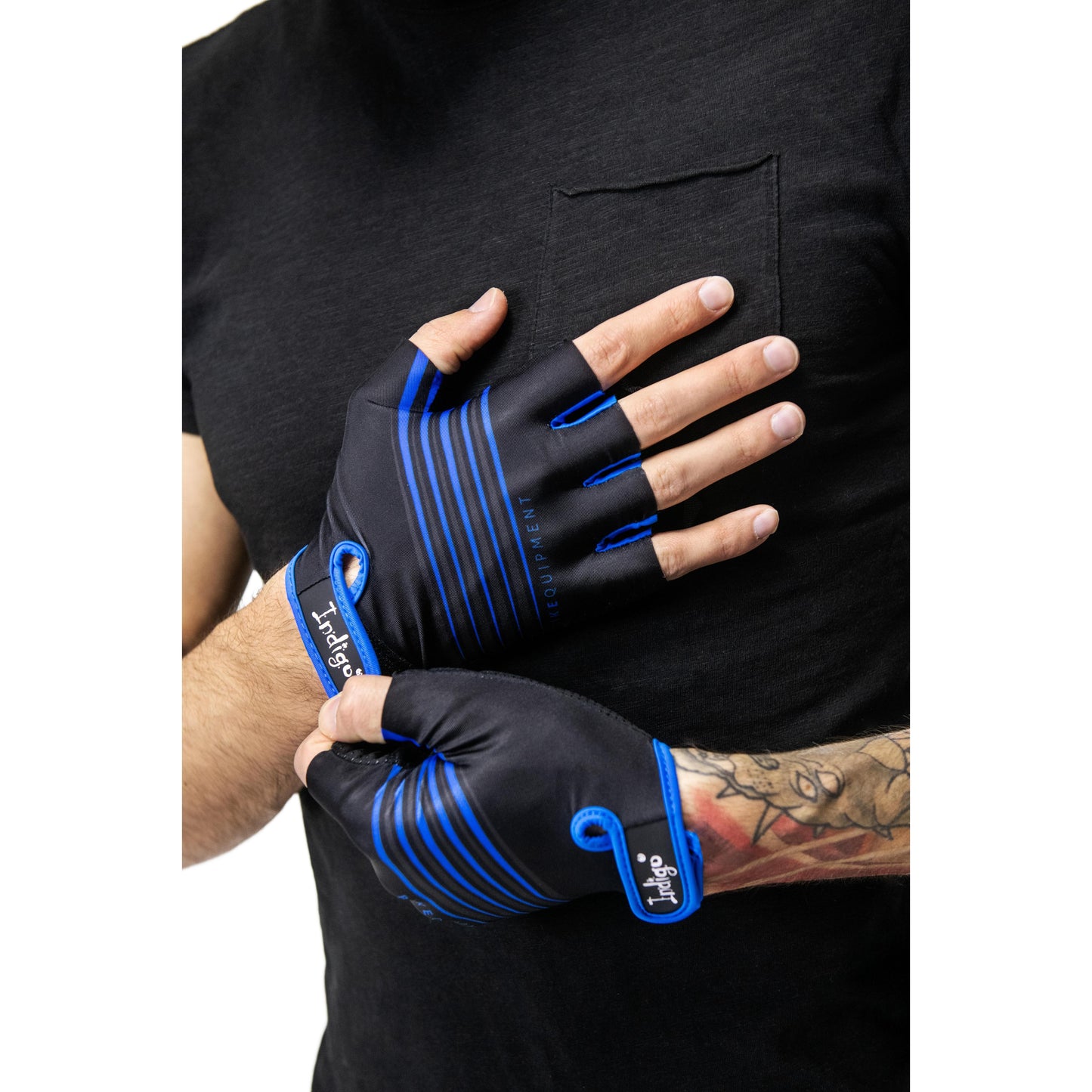 Cycling Gloves Men INDIGO Black-Blue