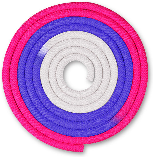 Corde Pour Gymnastique Rythmique Pondérée 165g INDIGO Tricolore 3 m Blanc-Pourpre-Cyclamen