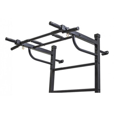 Gimnasio Adultos de Pared "3 en 1" con Espaldera, Barras para Dips, Banco Plegable y Barra de Dominadas BOGATYR FLEXTER 246*110*68.5 cm Blanco - Negro