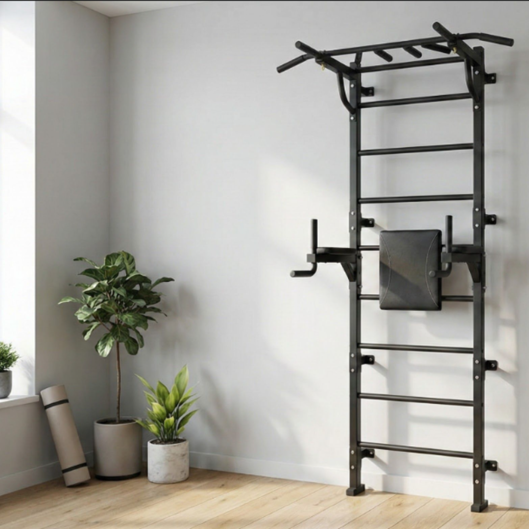 Entrena en Casa con un Gimnasio de Pared y Barra de Dips