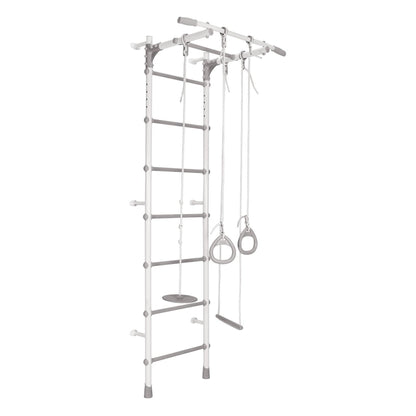 Gimnasio Infantil de Pared con Espaldera, Anillas, Bungee y Columpio VAINILLA 217*64*58 cm