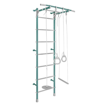 Gimnasio Infantil de Pared con Espaldera, Anillas, Bungee y Columpio VAINILLA 217*64*58 cm