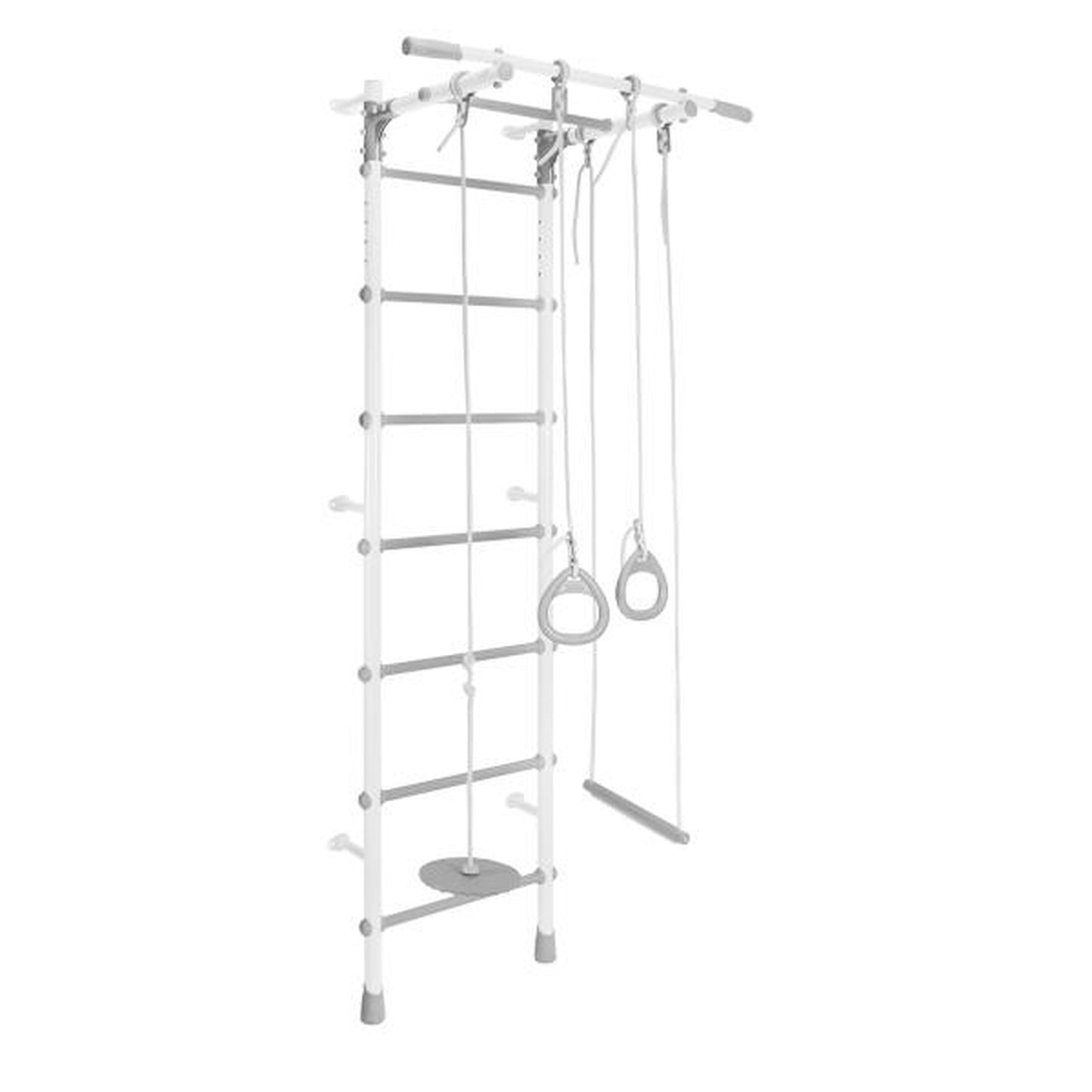 Gimnasio Infantil de Pared con Espaldera, Anillas, Bungee y Columpio VAINILLA 217*64*58 cm